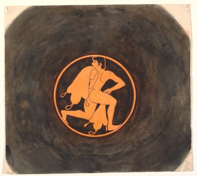 Copy after Greek Red-Figure Kylix with Painting of Running Youth with Wine Sacks by Joakim Frederik Skovgaard