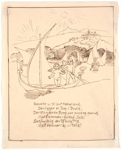 Draft for the Last Illustration with Angel Children in the Boat by Joakim Frederik Skovgaard