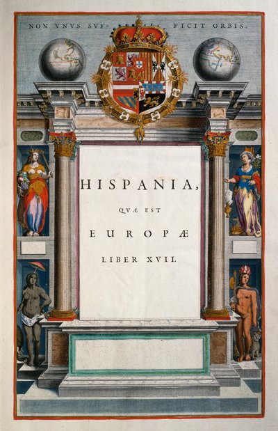 Hispania quae est Europae (Spain), Book XVII, title page Volume IX, Atlas Maior, by Joan Blaeu by Joan Blaeu