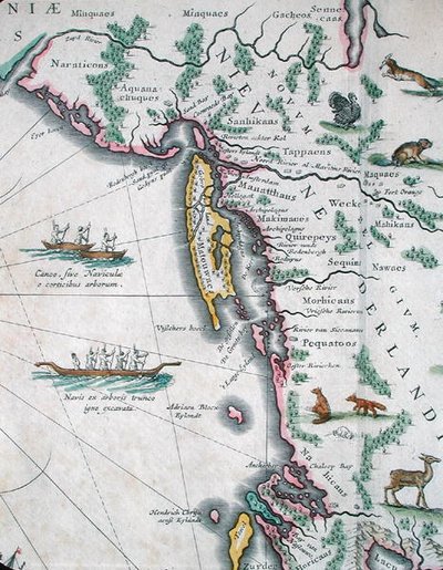 Map depicting the East Coast of North America by Joan Blaeu