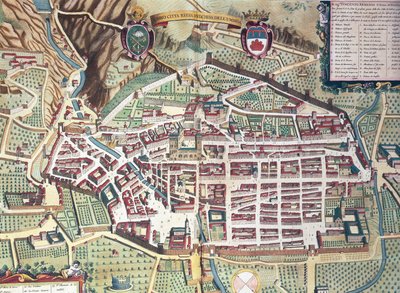 Map of Gubbio, Italy, from Theatrum Civitates et Admirandorum Italiae by Joan Blaeu, Engraving by Joan Blaeu