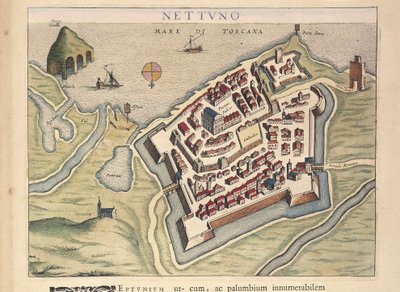Map of Nettuno from Theatrum Civitates et Admirandorum Italiae by Joan Blaeu