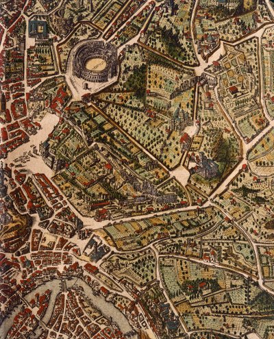 Map of Rome, by Joan Blaeu (1596-1673), print from Theatrum Civitatum et Admirandorum Italiae, ad Aevi Veteris et Praesentis Temporis Faciem Expressum, Italy by Joan Blaeu