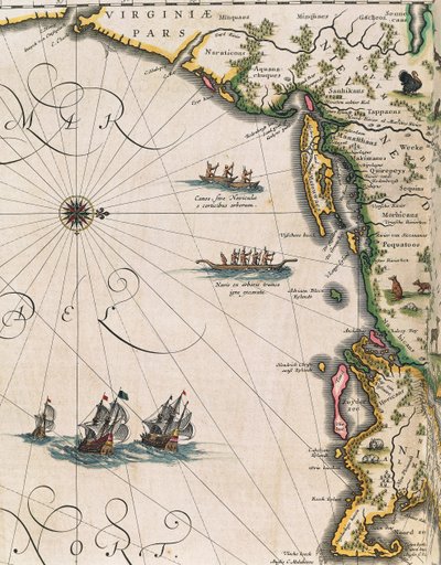 Map of Coast of Virginia, from Theatrum Orbis Terrarum by Joan Blaeu