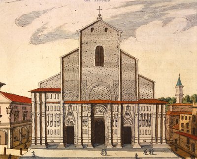 The Basilica of San Petronio in Bologna, Print from Theatrum Civitatum et Admirandorum Italiae by Joan Blaeu