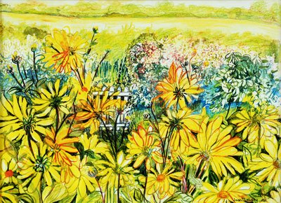 Cottage Gate seen through Sun Daisies, 2005 by Joan Thewsey