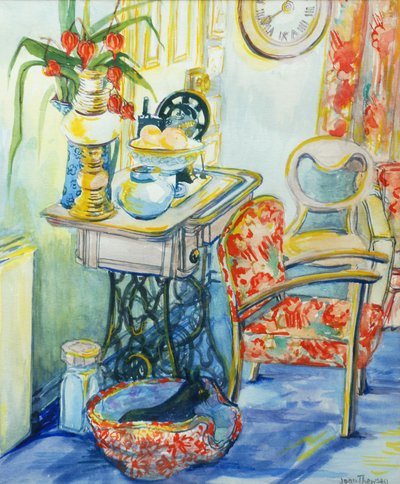 Cottage Interior, with Cat by Joan Thewsey