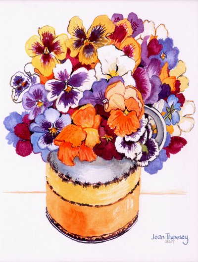 Pansies in a Midwinter Jug by Joan Thewsey