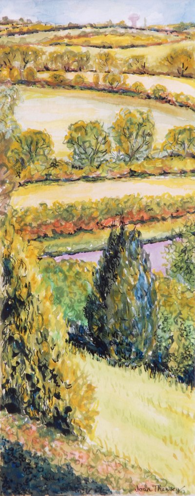 Suffolk Landscape, view from the front window, 2000 by Joan Thewsey