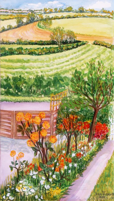 The Cottage Garden and view beyond, 2000 by Joan Thewsey