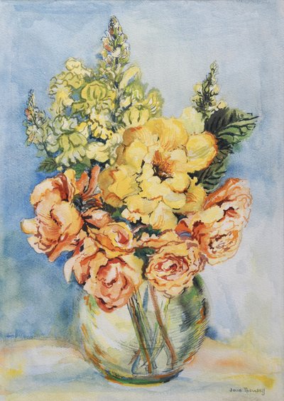 Yellow Roses and Antirrhinums, 2001 by Joan Thewsey
