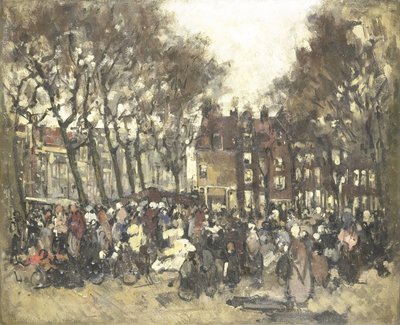 The Noordermarkt in Amsterdam by Joannes Barnardus Antonius Maria Westerwoudt