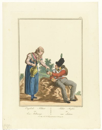 Seated Soldier and Milkmaid (English Soldier and a Milkmaid) (Uniforms and Costumes) by Joannes Bemme