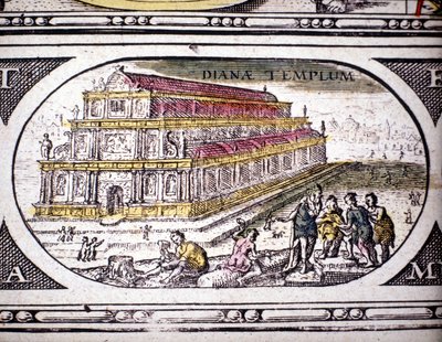 Representation of the Seven Wonders of Antiquity: the Temple of Diana (Artemis) in Ephesus. Atlas of Jansson Jannsonius, 1630 by Joannes Jansson