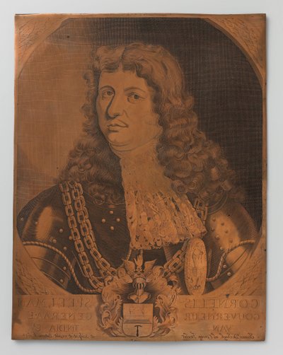 Copper Engraving Plate with Portrait (Bust) of Cornelis Speelman 1640-1684, Governor-General of the Dutch East Indies 1681-1684 by Joannes de Jongh