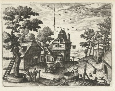 Inn with Water Well by Joannes van Doetechum (I) (attributed to)