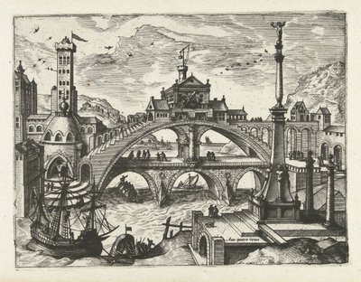 City with Built Bridge by Joannes van Doetechum (I) (attributed to)