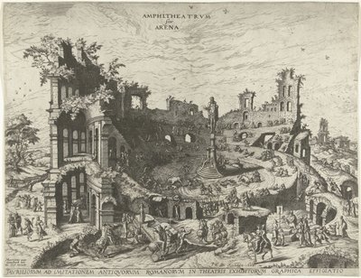 Bullfight in the Ruins of an Amphitheater by Joannes van Doetechum (I)