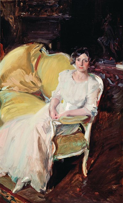 Clotilde Seated on the Sofa by Joaquín Sorolla