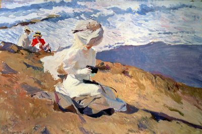 On the Beach at Biarritz, 20th Century by Joaquin Sorolla