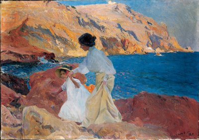 Clotilde and Elena on the Rocks, Javea by Joaquín Sorolla