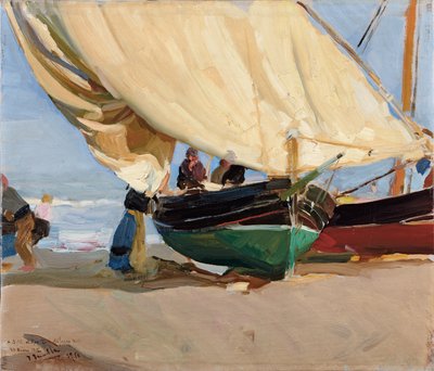 Fishermen, Stranded Boats, Valencia by Joaquín Sorolla