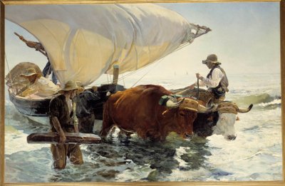 Return from fishing, towing the boat by Joaquín Sorolla