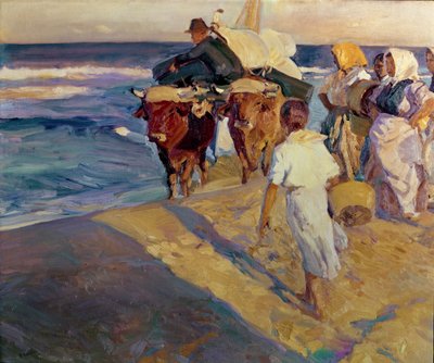 Towing in the Boat, Valencia Beach by Joaquin Sorolla y Bastida