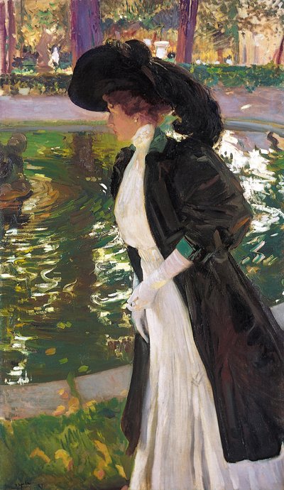 Clotilde Strolling in the Gardens of La Granja by Joaquín Sorolla