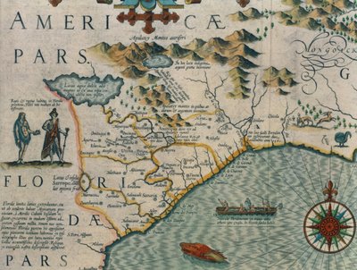 Coast of North Carolina (detail) by Jodocus Hondius