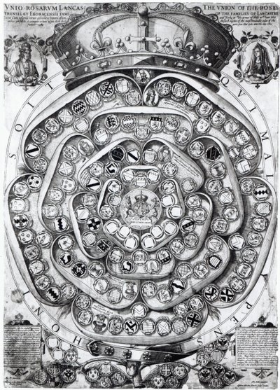 The Union of the Roses of the Families of Lancaster and York, 1589 by Jodocus Hondius