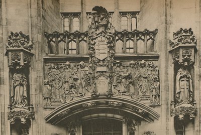 Carving in Stone Beneath the Middlesex Coat of Arms at the Guildhall, Westminster, c1935 by Joel
