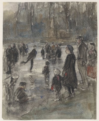 Ice Fun on the Frozen Pond in the Hague Forest by Johan Antonie de Jonge