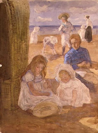 Beach scene by Johan Antonio de Jonge
