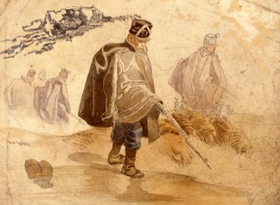 Infantry cloaked-up and on fighting operations of 1848-49 by Johan Baptiste Heinefetter