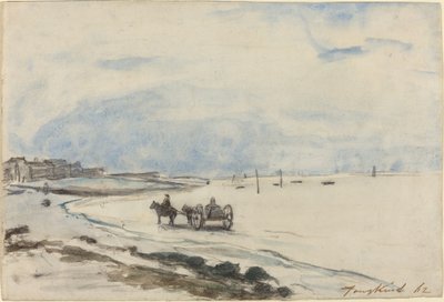 Cart on the Beach at Etretat, 1862 by Johan Barthold Jongkind