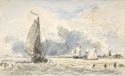 Dutch Fishing Boats, Verso: Sketches of Boats by Johan Barthold Jongkind