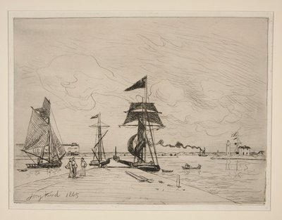 Wood Jetty in the Port of Honfleur by Johan Barthold Jongkind