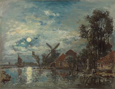 Moonlight on the Estuary, Holland by Johan Barthold Jongkind