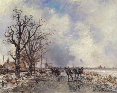 Skaters on the River Schie, near Rotterdam, 1866 by Johan Barthold Jongkind