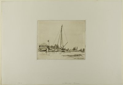 The Moored Boat, from Cahier de six eaux-fortes, views of Holland by Johan Barthold Jongkind