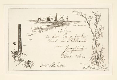 Title of the Notebook of Six Etchings by Johan Barthold Jongkind