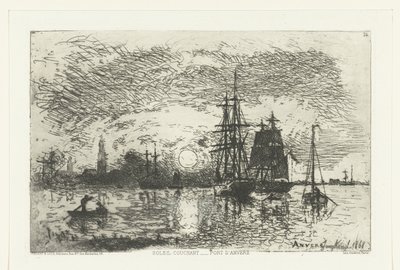 Sunset at the Port of Antwerp by Johan Barthold Jongkind