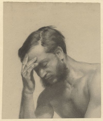 Fragment of an Academy Study: Man with Right Hand on Forehead by Johan Braakensiek