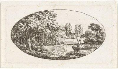 Pond with a Temple and Statue on the Opposite Side by Johan Christiaan Willem Safft