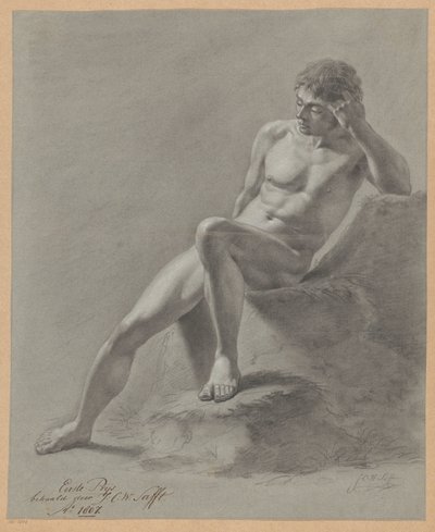 Seated Male Nude, Seen from the Front (1st Prize 1807) by Johan Christiaan Willem Safft