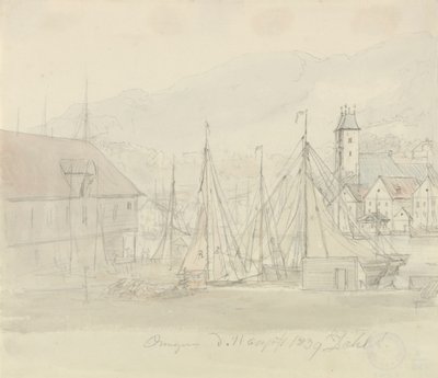 Bergen Harbour by Johan Christian Dahl
