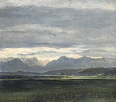 Study of a Landscape with Powder Blue Sky over Mountains by Johan Christian Dahl