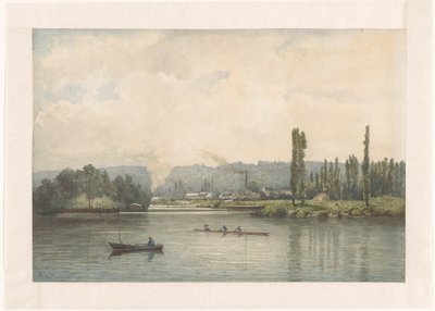View of Port-Marly on the Seine, with the Washhouse by Johan Conrad Greive (signed by artist)