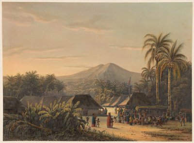 Village Festival Near Mount Ardjoeno by Johan Conrad Greive